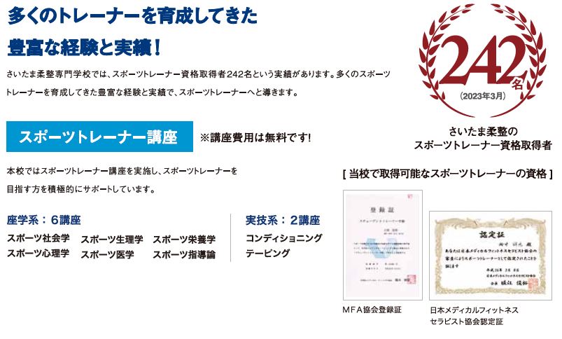 スポーツトレーナー資格取得者