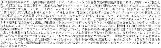 中殿筋の刺激におけるキックパフォーマンスへの効果